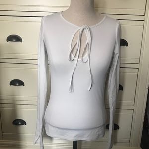White Open Front Tie Top